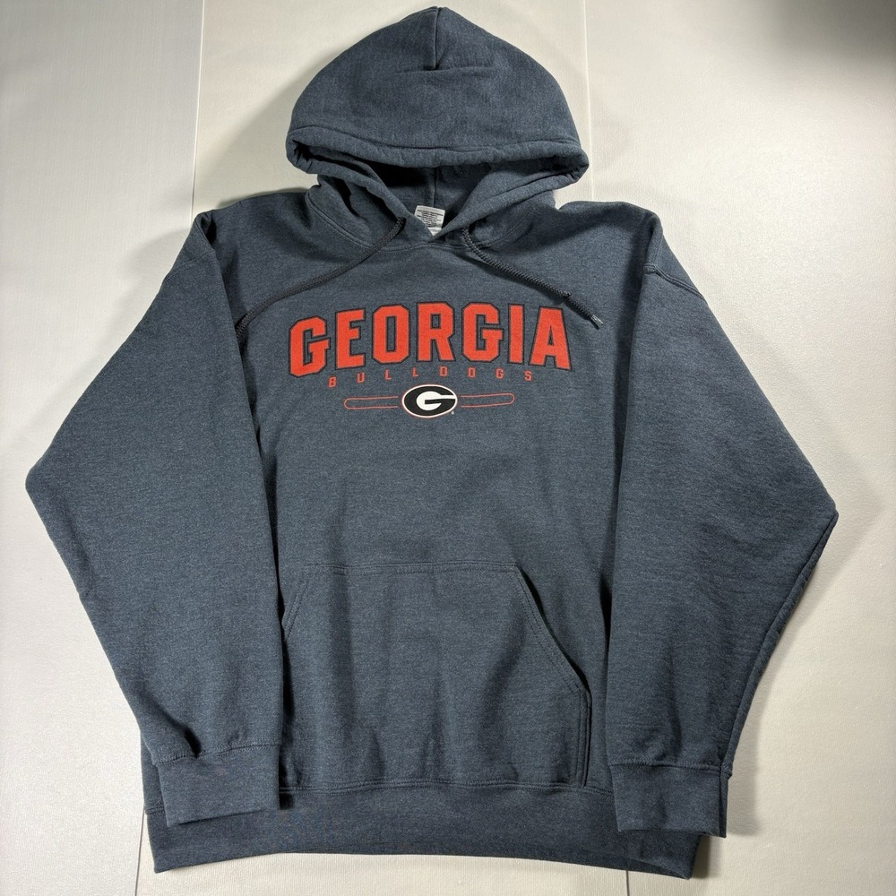 Georgia Bulldogs Hoodie Gildan Heavy Blend Gray Pullover Sweatshirt Adult Large